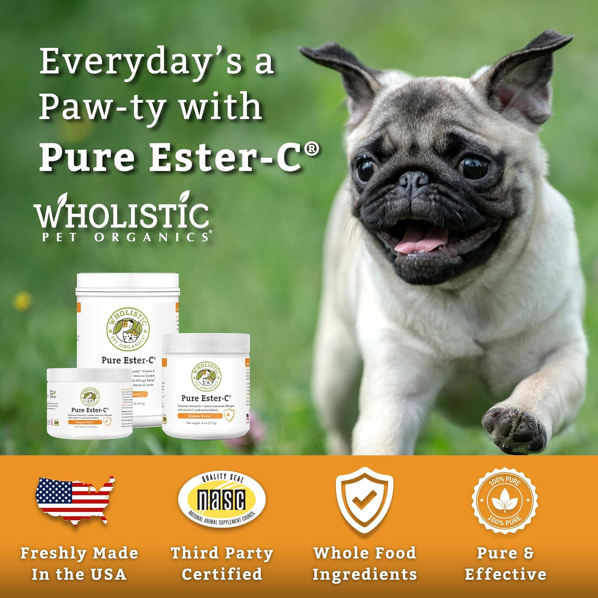 Wholistic Pet Organics Pure Ester-C Powder for Dogs 57Gr.
