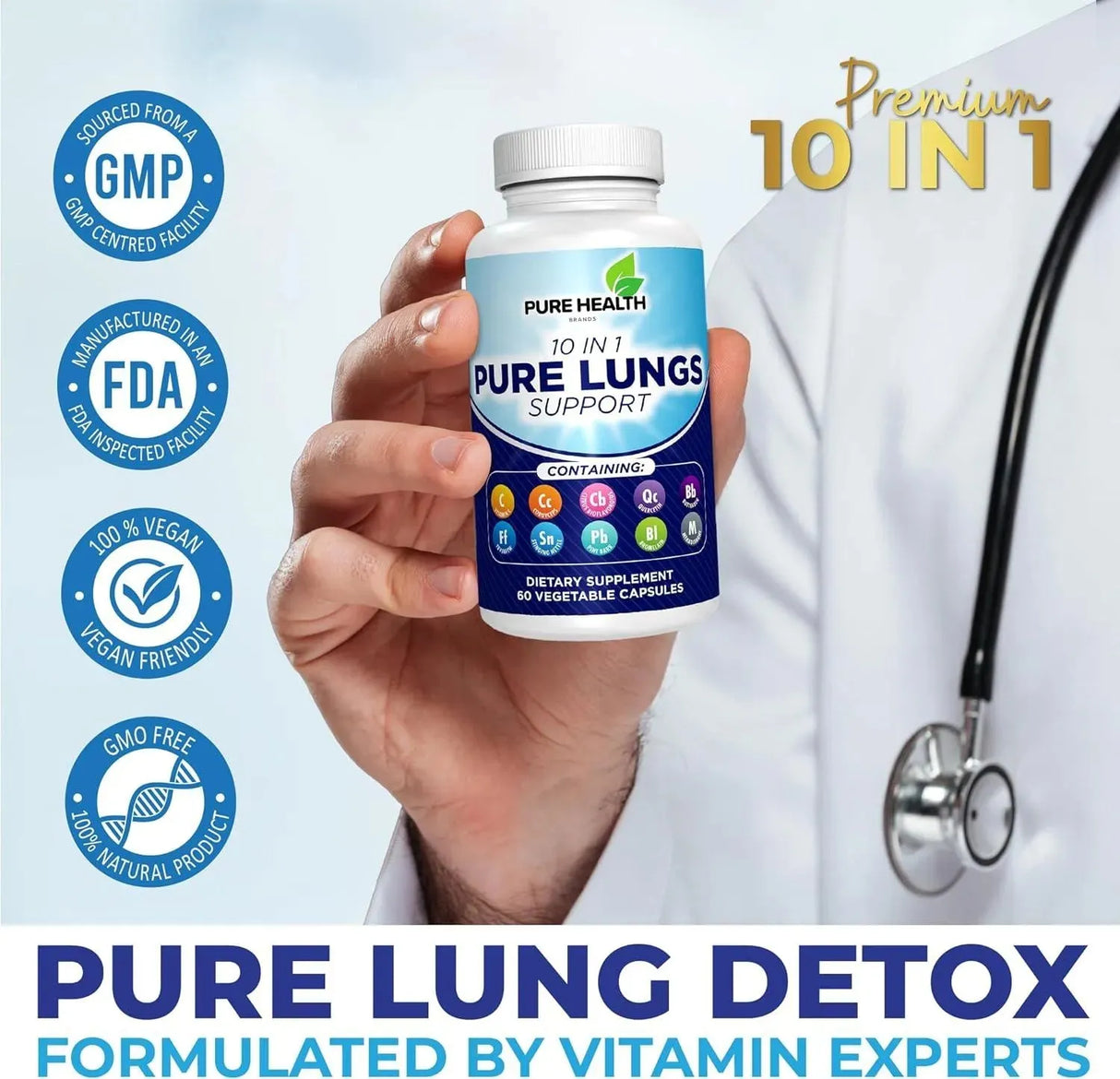 PURE HEALTH - Pure Health 10 in 1 Lung Detox & Cleanse 60 Capsulas - The Red Vitamin MX - Suplementos Alimenticios - {{ shop.shopifyCountryName }}
