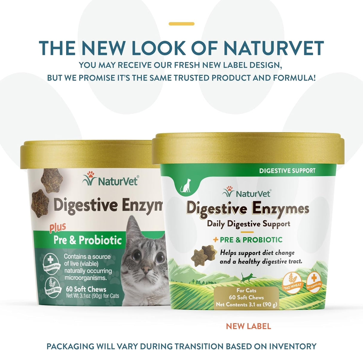 NaturVet Digestive Enzymes for Cats Plus Probiotics 60 Masticables