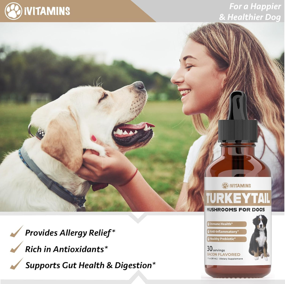 IVITAMINS - iVitamins Turkey Tail Mushroom for Dogs 1 Fl.Oz. - The Red Vitamin MX - Suplementos Herbales Para Perros - {{ shop.shopifyCountryName }}