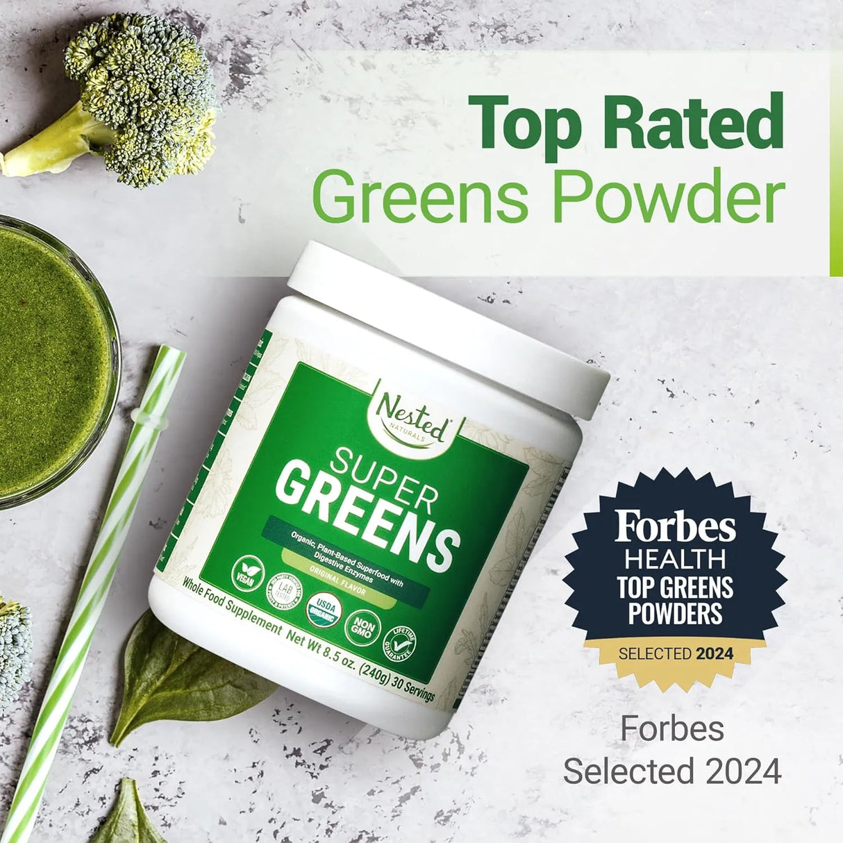 NESTED NATURALS - Nested Naturals Super Greens Daily Greens Superfood Powder 30 Servicios Original 240Gr. - The Red Vitamin MX - Suplementos Alimenticios - {{ shop.shopifyCountryName }}