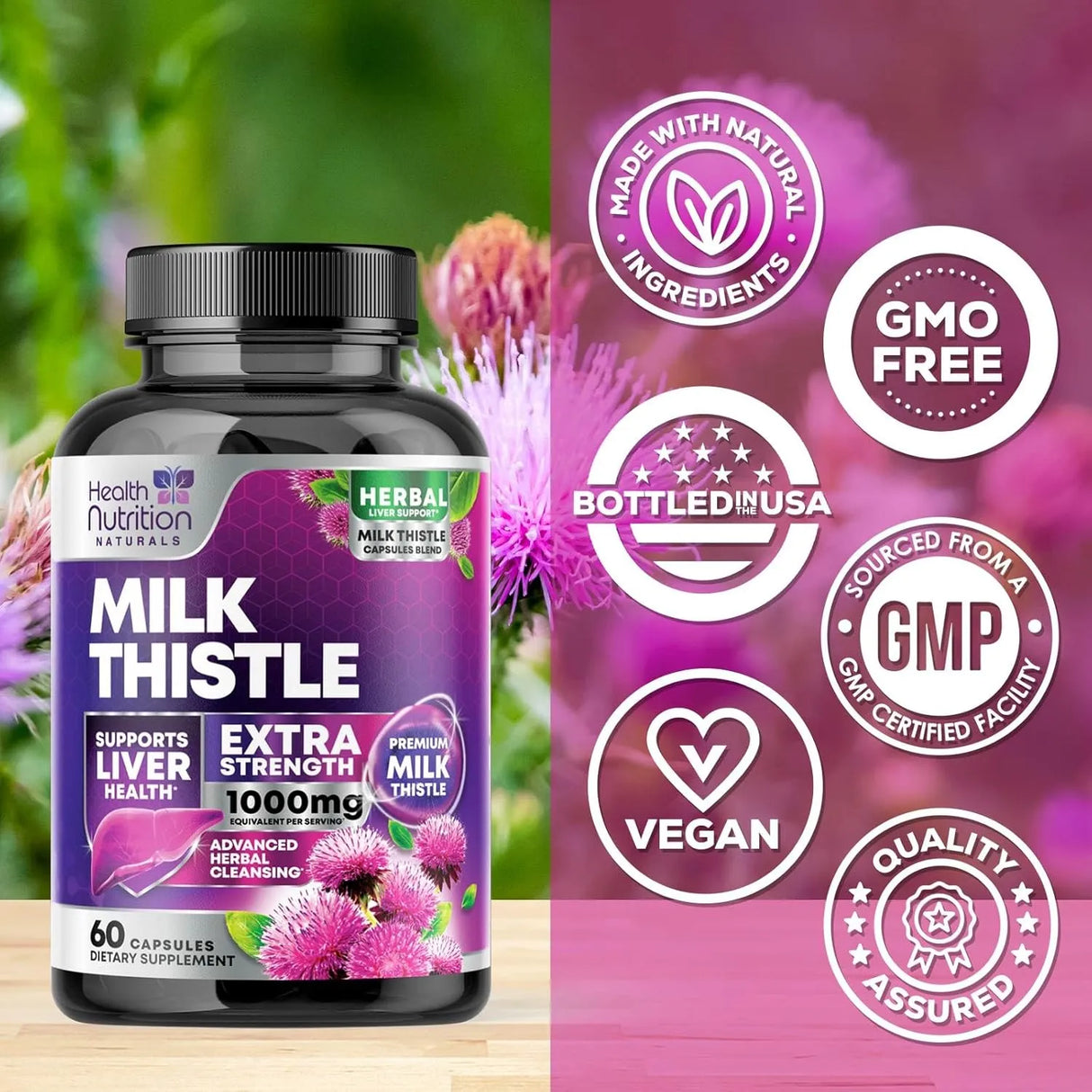 HEALTH NUTRITION NATURALS - Health Nutrition Naturals Milk Thistle Extract 1000Mg. 60 Capsulas - The Red Vitamin MX - Suplementos Alimenticios - {{ shop.shopifyCountryName }}