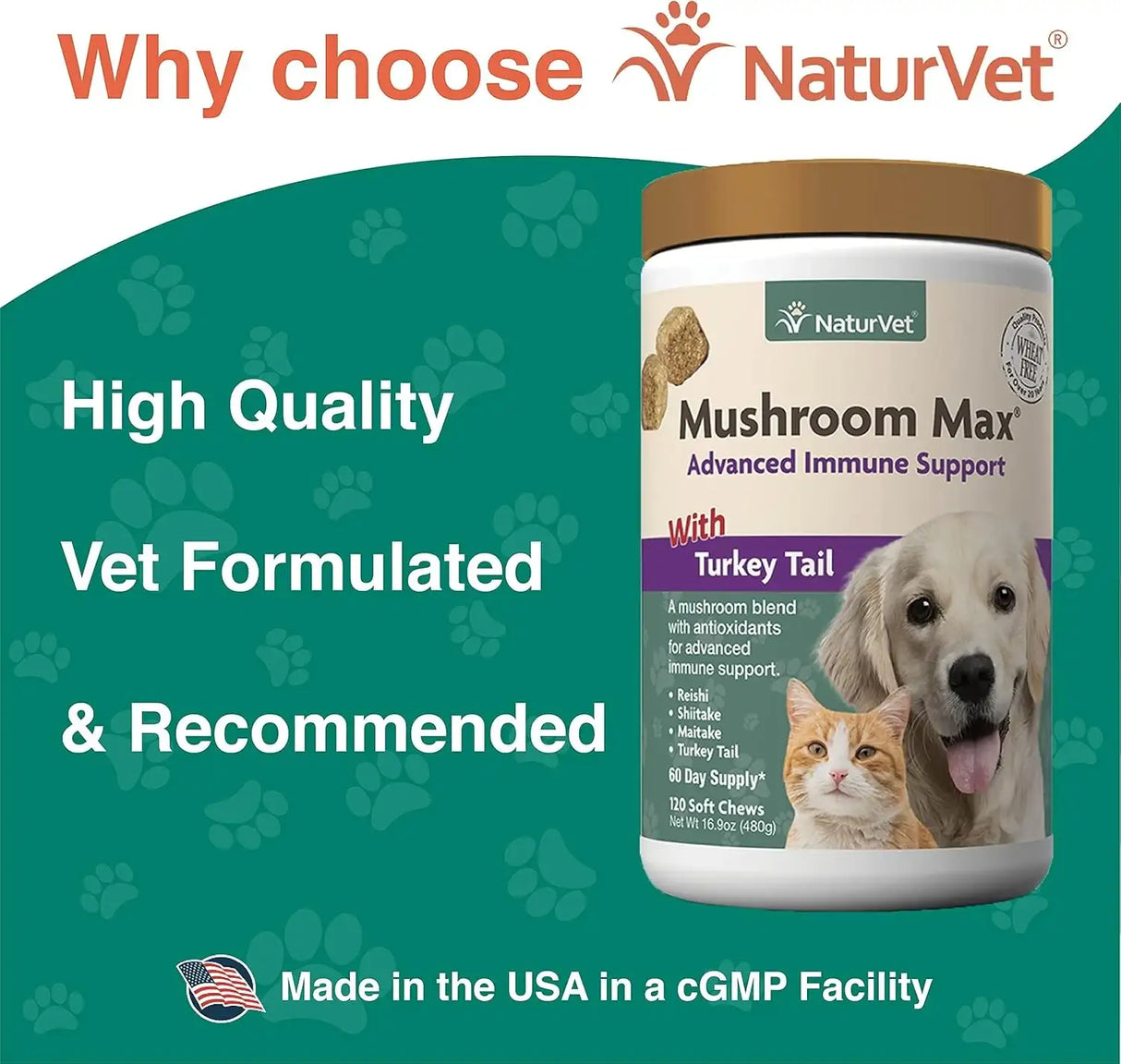 NATURVET - NaturVet Mushroom Max Advanced Immune Support Dog Supplement 120 Masticables - The Red Vitamin MX - Suplementos Herbales Para Perros - {{ shop.shopifyCountryName }}