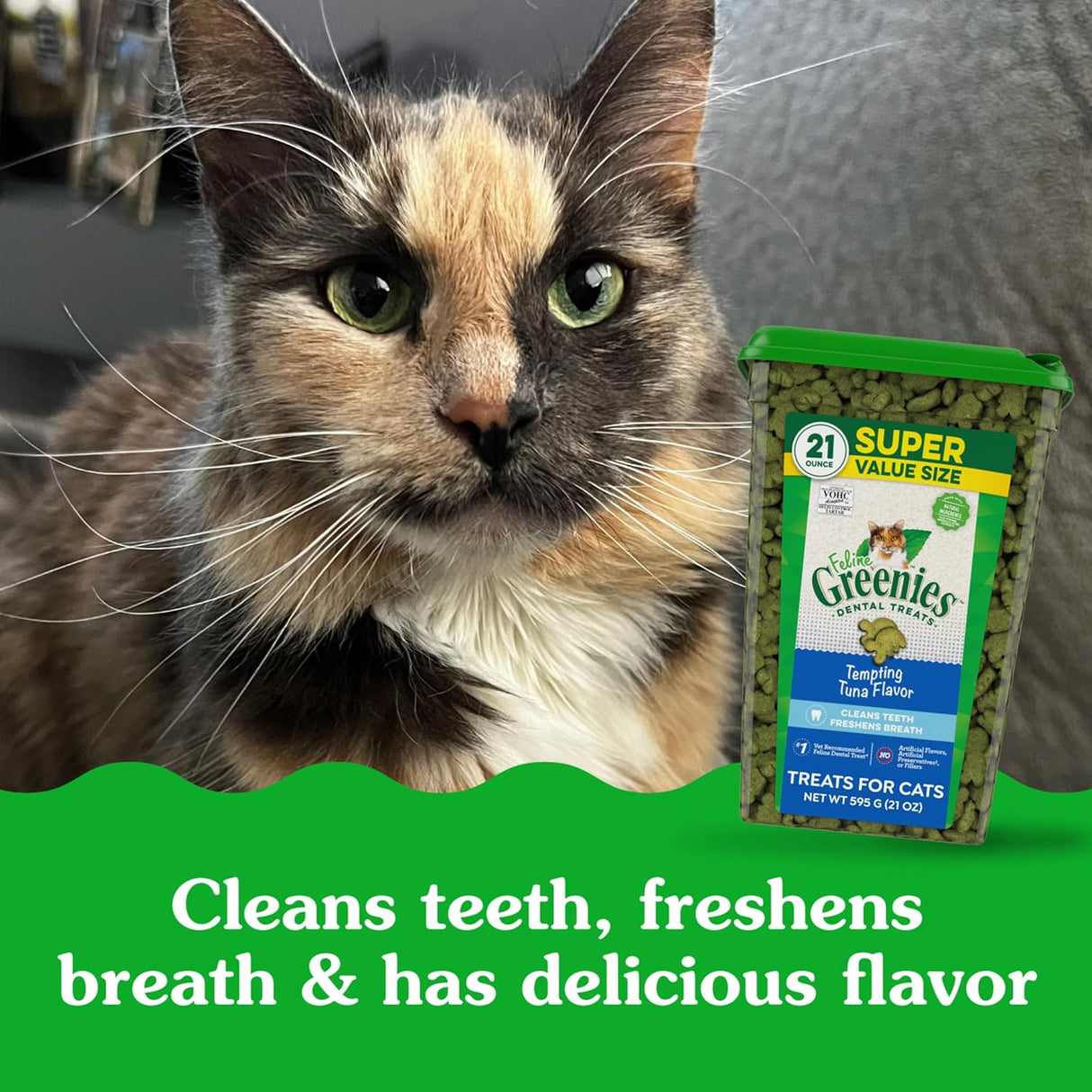 Greenies Feline Adult Dental Cat Treats Tempting Tuna Flavor 595Gr.