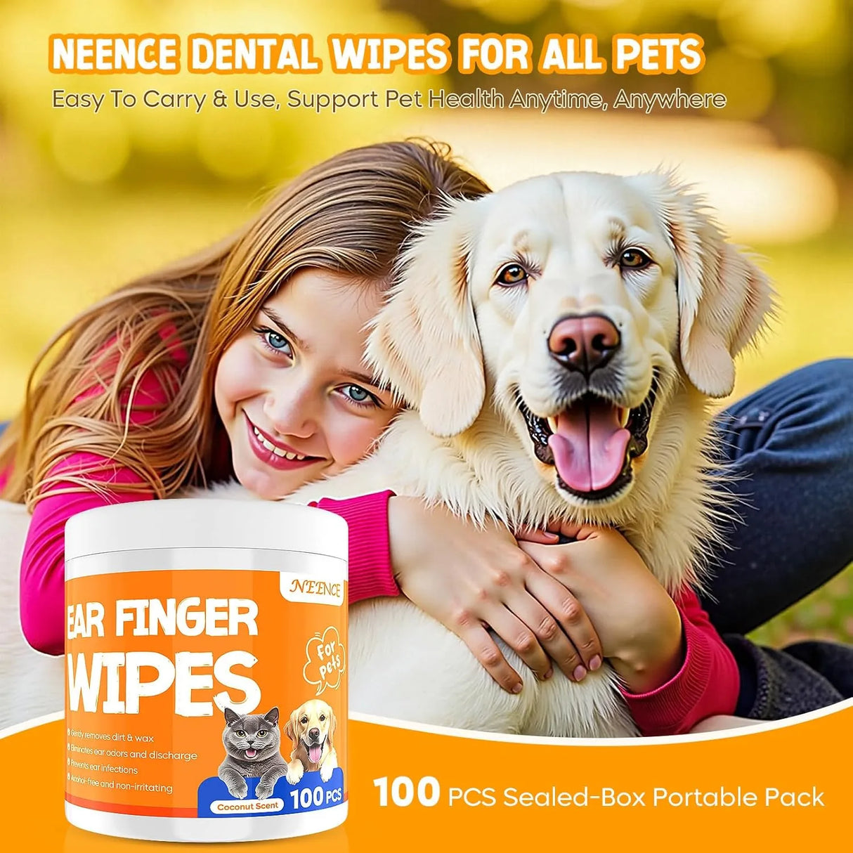 NEENCE - NEENCE Ear Finger Wipes for Dogs & Cats Coconut Scent 100 Toallitas - The Red Vitamin MX - Cuidado Del Oído De Perros - {{ shop.shopifyCountryName }}