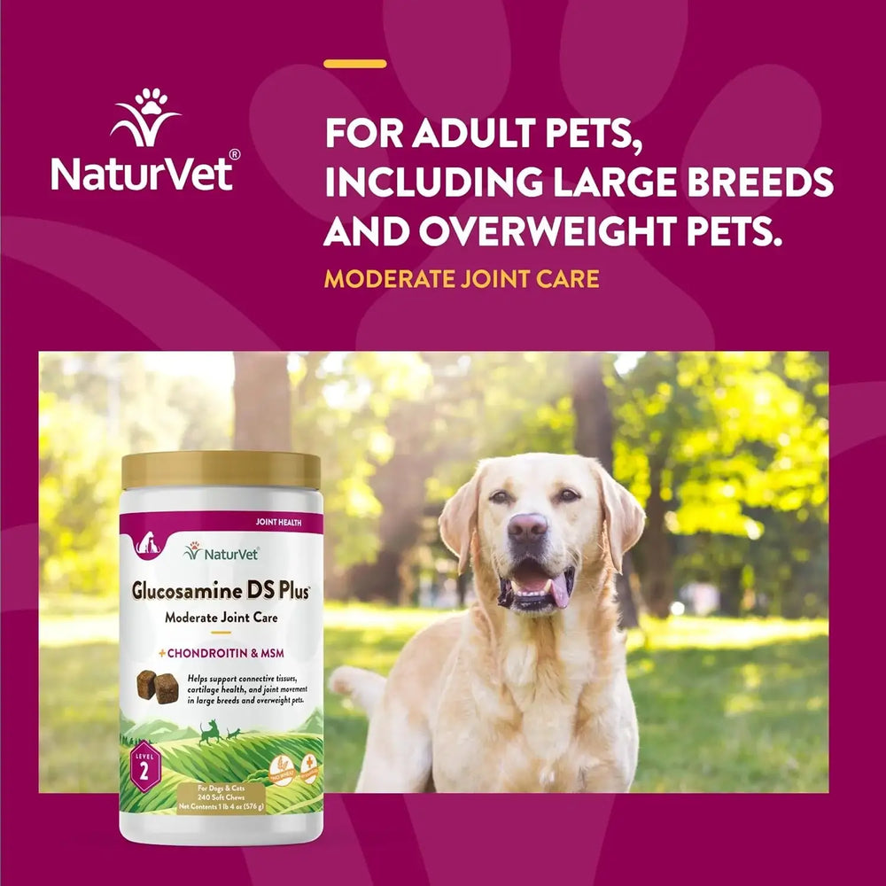 NATURVET - NaturVet Glucosamine DS Plus Level 2 Moderate Care 240 Masticables - The Red Vitamin MX - Cuidado De Cadera Y Articulaciones Para Perros - {{ shop.shopifyCountryName }}