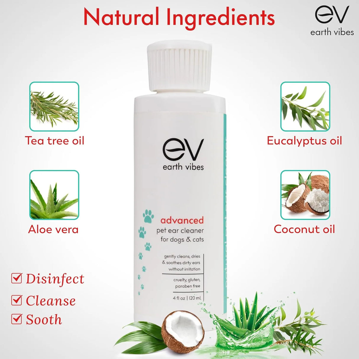 EARTH VIBES - Earth Vibes Dog & Cat Ear Cleaner 120Ml. - The Red Vitamin MX - Cuidado Del Oído De Perros - {{ shop.shopifyCountryName }}