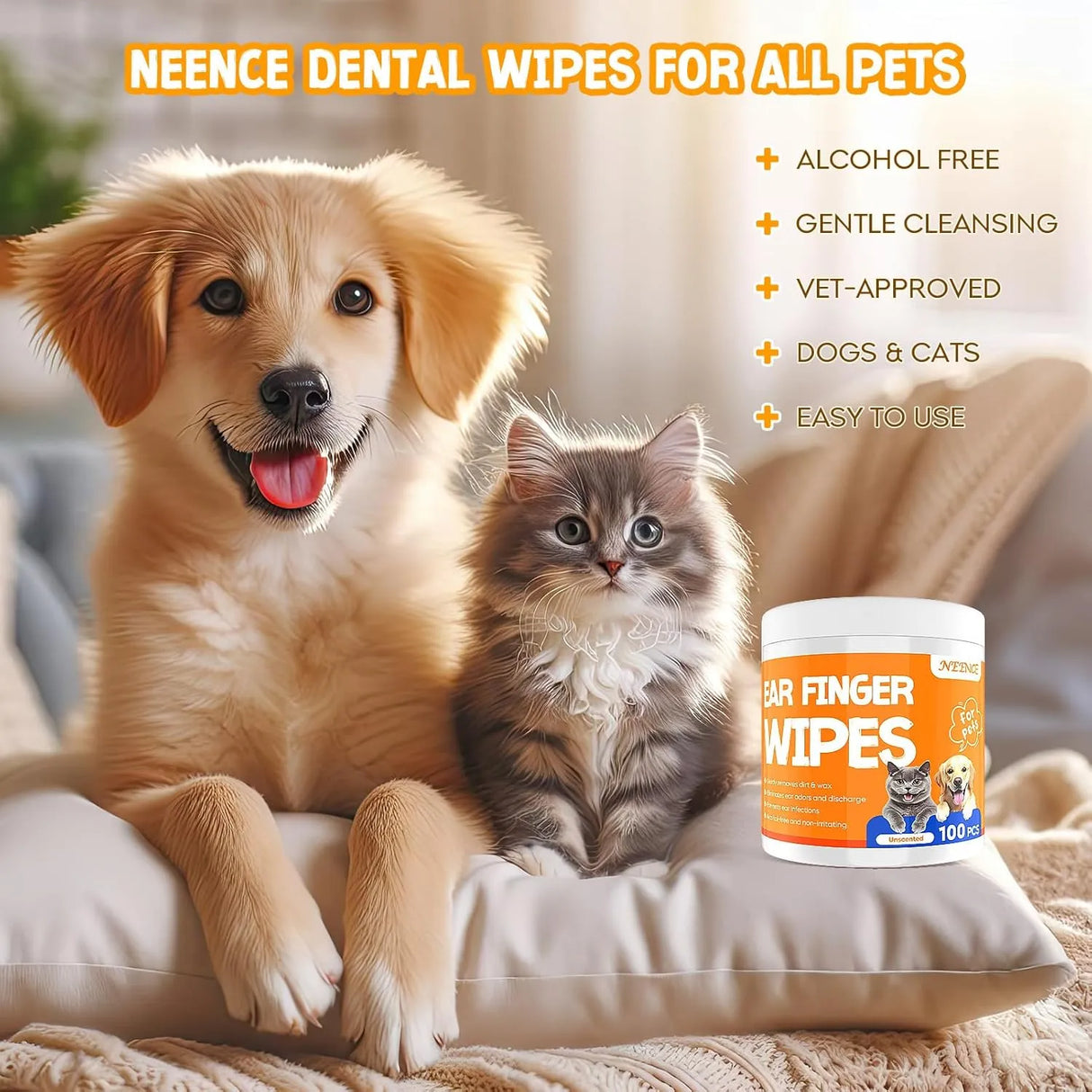 NEENCE - NEENCE Ear Finger Wipes for Dogs & Cats Unscented 100 Toallitas - The Red Vitamin MX - Cuidado Del Oído De Perros - {{ shop.shopifyCountryName }}