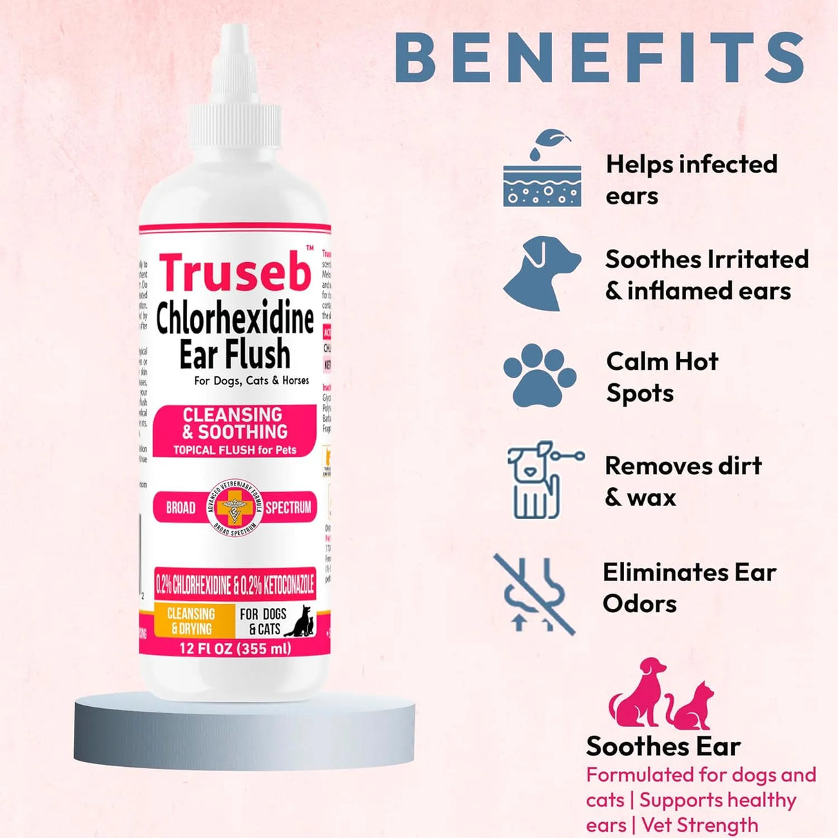 TRUSEB - Truseb Advanced Topical Dog Ear Wash 12 Fl.Oz. - The Red Vitamin MX - Cuidado Del Oído De Perros - {{ shop.shopifyCountryName }}