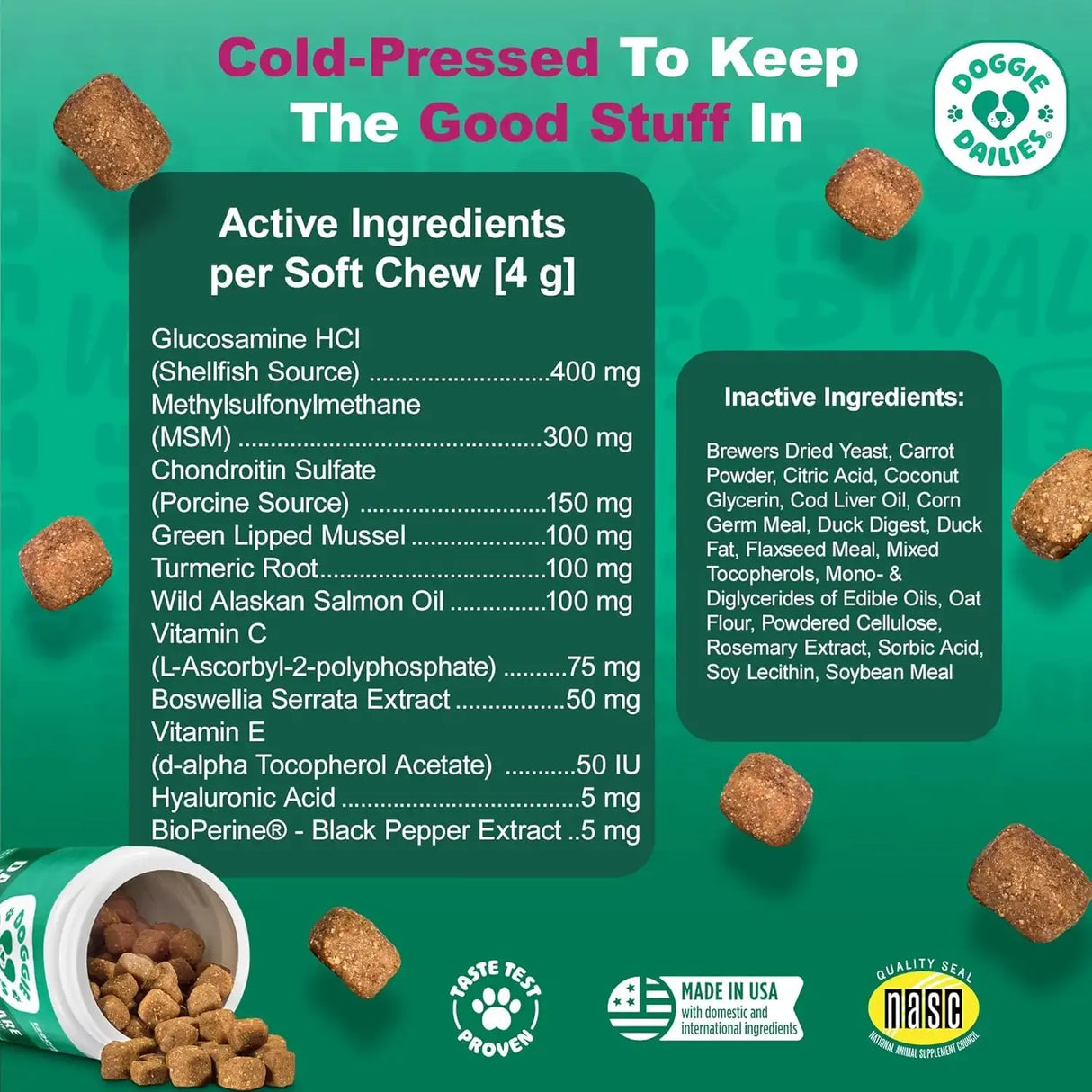 DOGGIE DAILIES - Doggie Dailies Advanced Senior Hip and Joint for Dogs Duck 120 Masticables - The Red Vitamin MX - Cuidado De Cadera Y Articulaciones Para Perros - {{ shop.shopifyCountryName }}