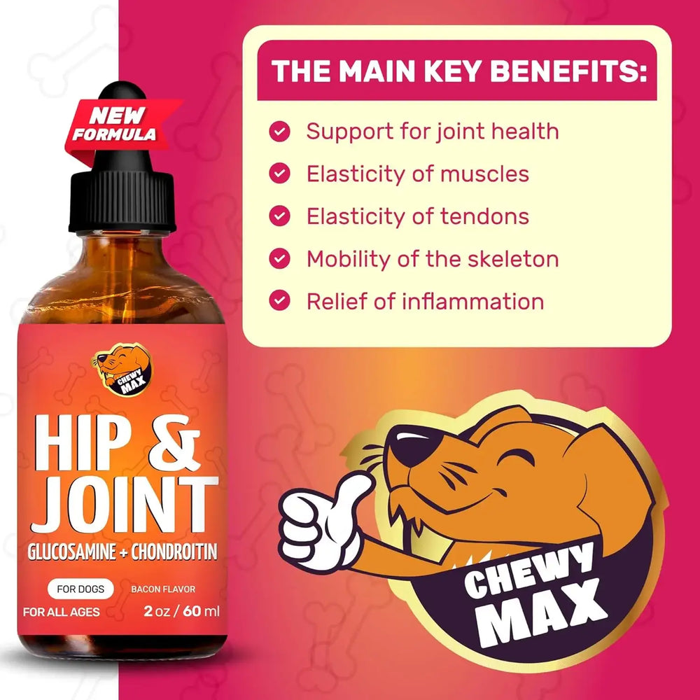 CHEWY MAX - Chewy Max Hip and Joint Supplement 2 Fl.Oz. - The Red Vitamin MX - Cuidado De Cadera Y Articulaciones Para Perros - {{ shop.shopifyCountryName }}