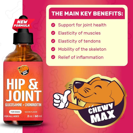 CHEWY MAX - Chewy Max Hip and Joint Supplement 2 Fl.Oz. - The Red Vitamin MX - Cuidado De Cadera Y Articulaciones Para Perros - {{ shop.shopifyCountryName }}