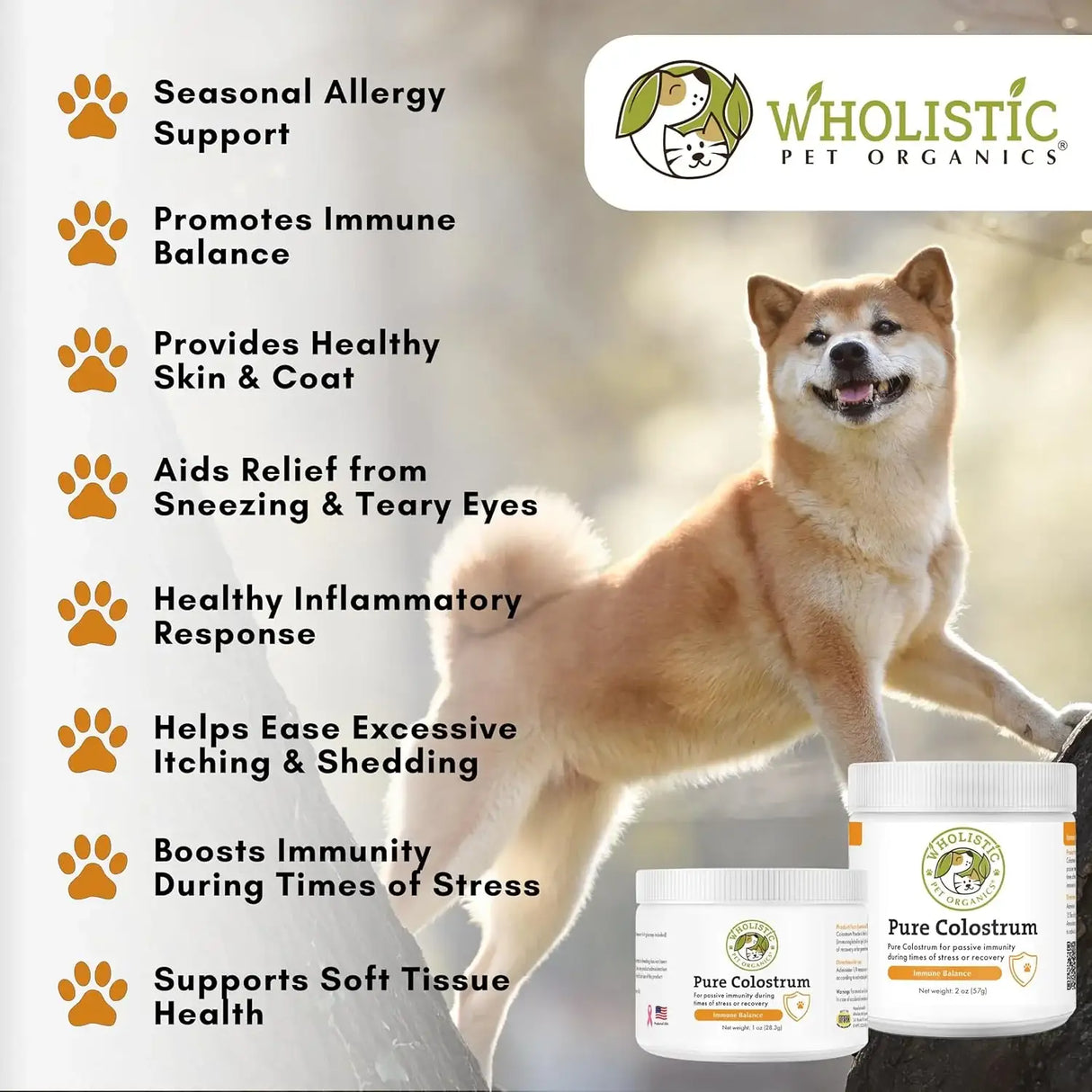 WHOLISTIC PET ORGANICS - Wholistic Pet Organics Pure Colostrum Dog Allergy Relief & Itchy Skin Treatment 57Gr. - The Red Vitamin MX - Remedios Para La Picazón De Perros - {{ shop.shopifyCountryName }}