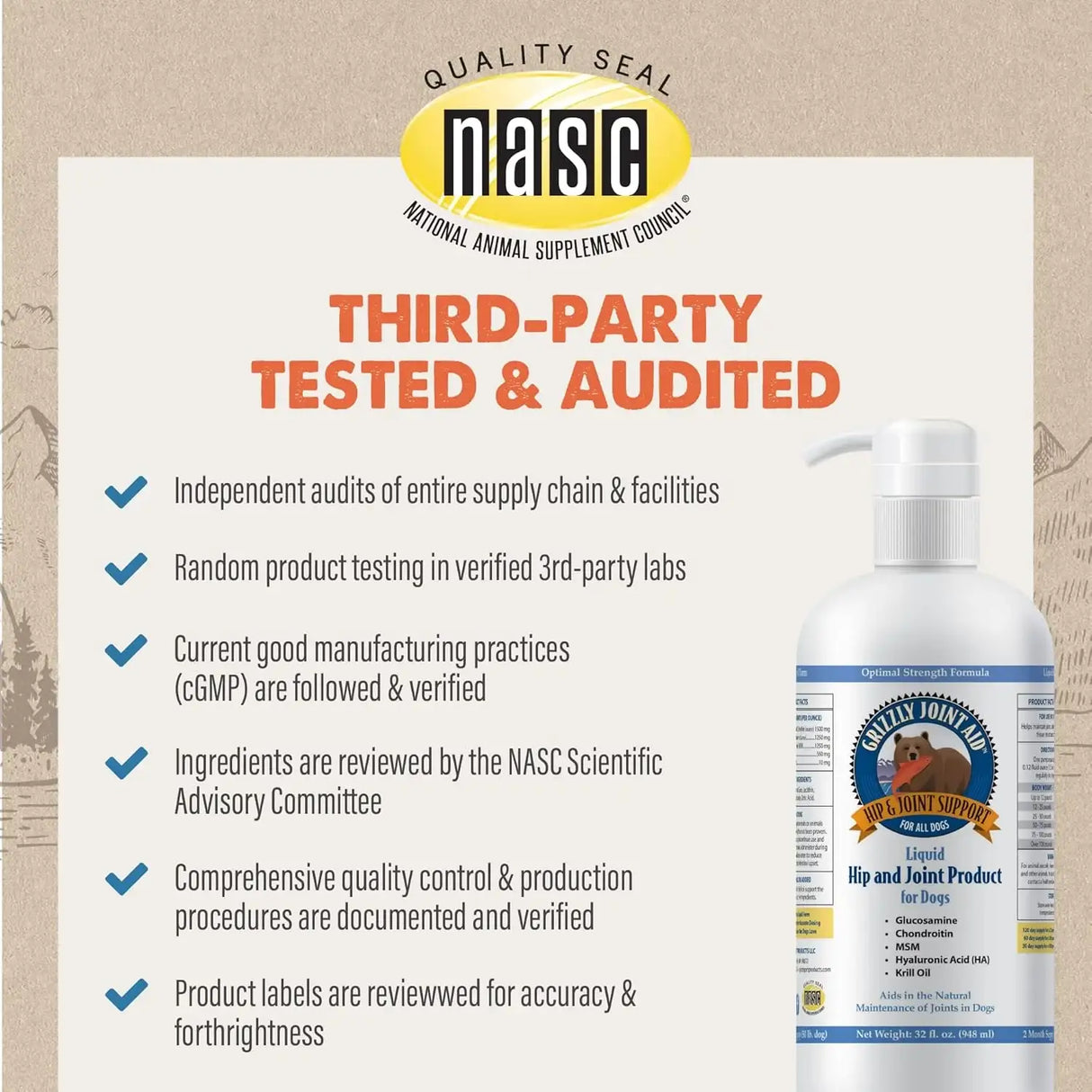 GRIZZLY PET PRODUCTS - GRIZZLY PET PRODUCTS Joint Aid for Dogs Liquid Hip and Joint Support 32 Fl.Oz. - The Red Vitamin MX - Cuidado De Cadera Y Articulaciones Para Perros - {{ shop.shopifyCountryName }}