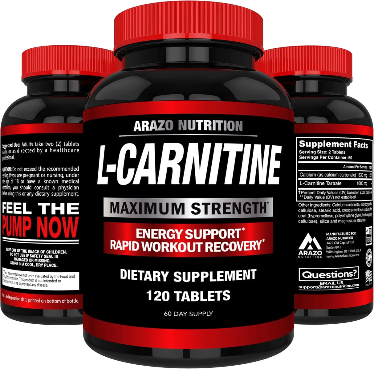 ARAZO NUTRITION - Arazo Nutrition Super Strength L-Carnitine 1000Mg. 120 Tabletas - The Red Vitamin MX - Suplementos Alimenticios - {{ shop.shopifyCountryName }}