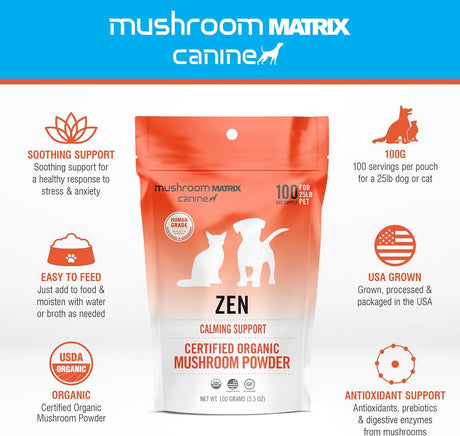 OM - Om Mushroom Matrix Zen Matrix Mushroom Blend Pet 100Gr. - The Red Vitamin MX - Suplementos Herbales Para Perros - {{ shop.shopifyCountryName }}
