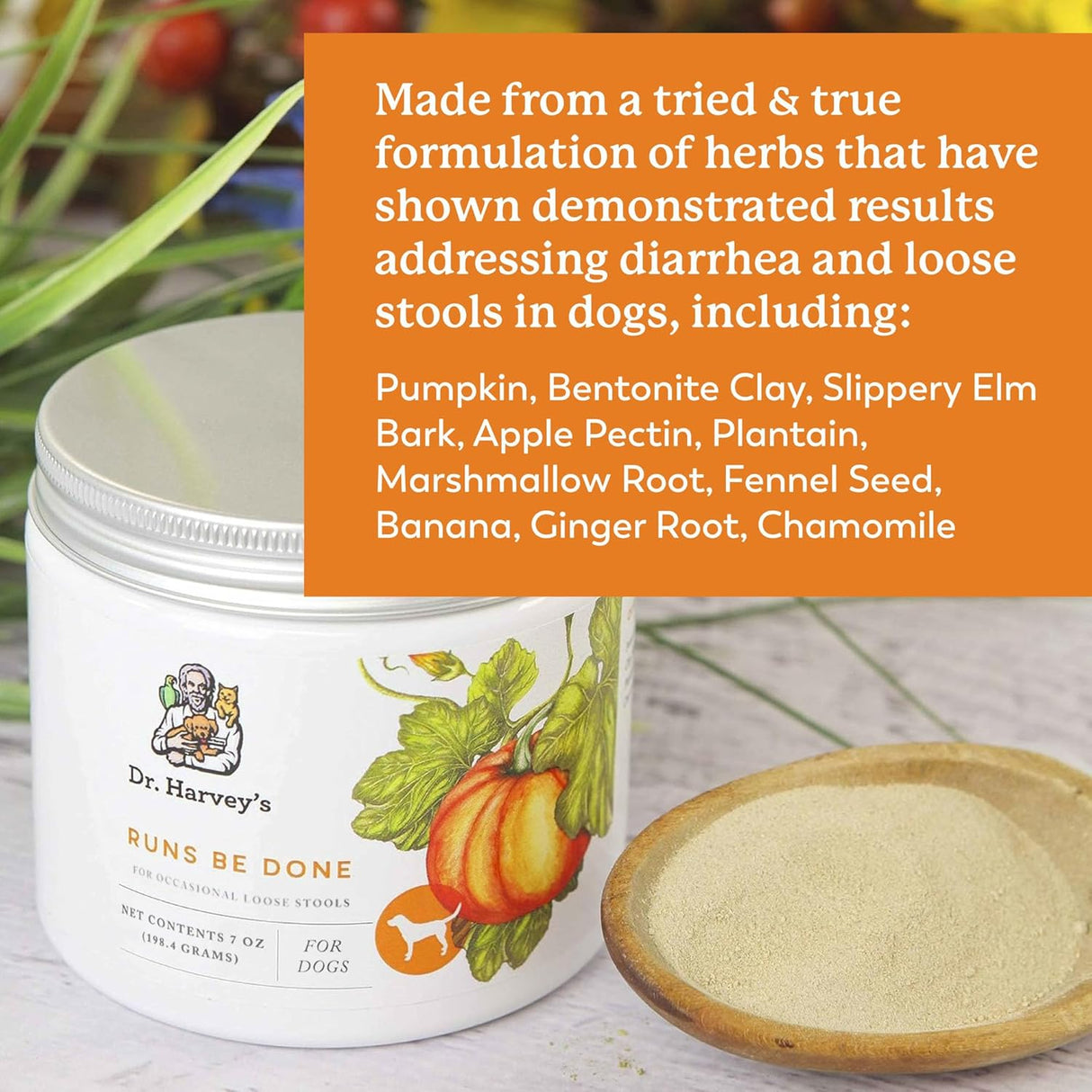 Dr. Harvey's Runs Be Done Anti-Diarrheal Digestive Tract Supplement for Dogs 198Gr.