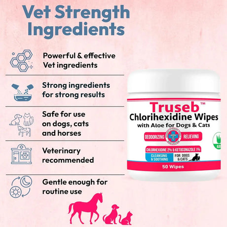 TRUSEB - Truseb Topical Ketoconazole and Chlorhexidine Wipes for Dogs Cats and Horses 50 Toallitas - The Red Vitamin MX - Remedios Para La Picazón De Perros - {{ shop.shopifyCountryName }}