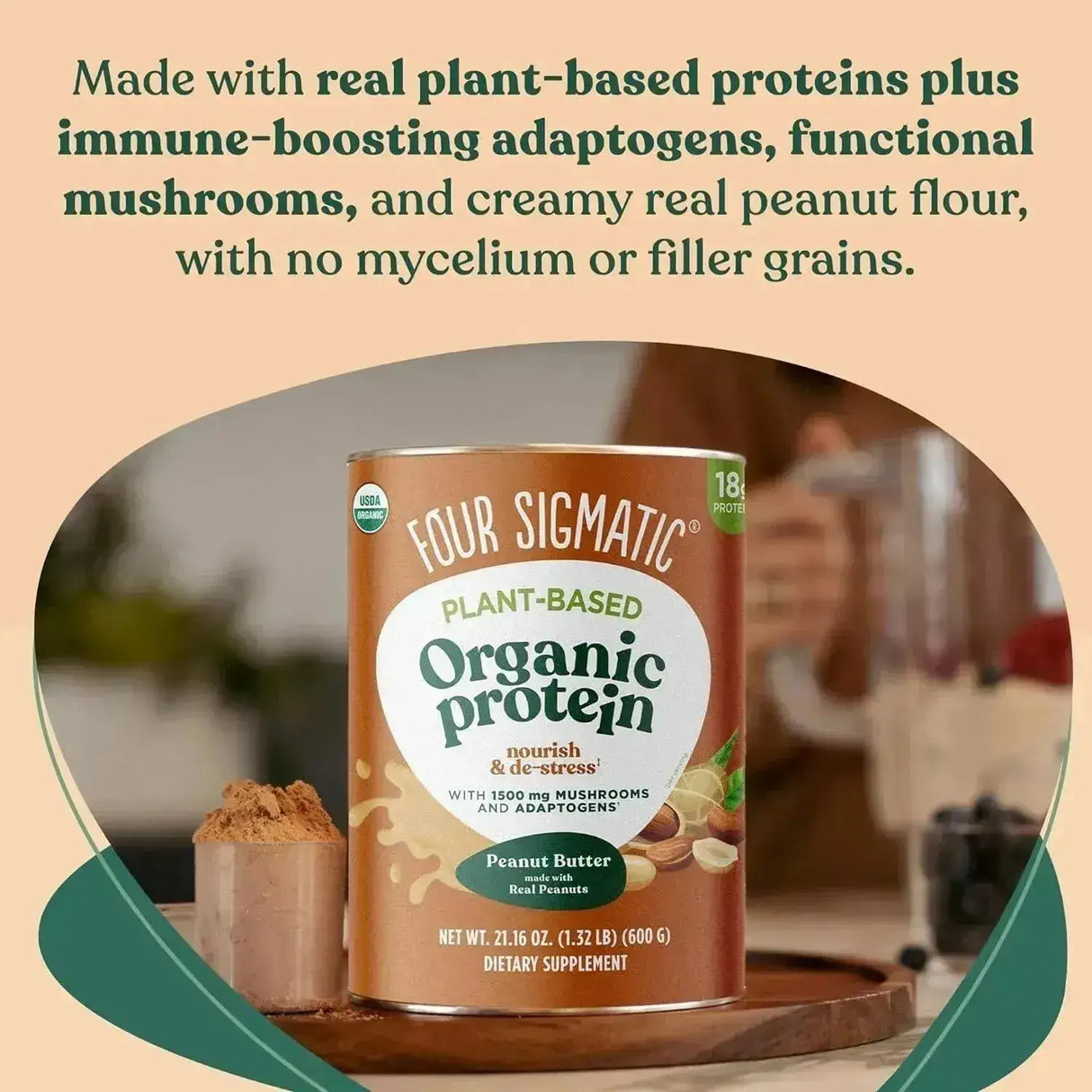 FOUR SIGMATIC - Four Sigmatic Organic Vegan Protein Powder Peanut Butter 600Gr. - The Red Vitamin MX - Suplementos Alimenticios - {{ shop.shopifyCountryName }}
