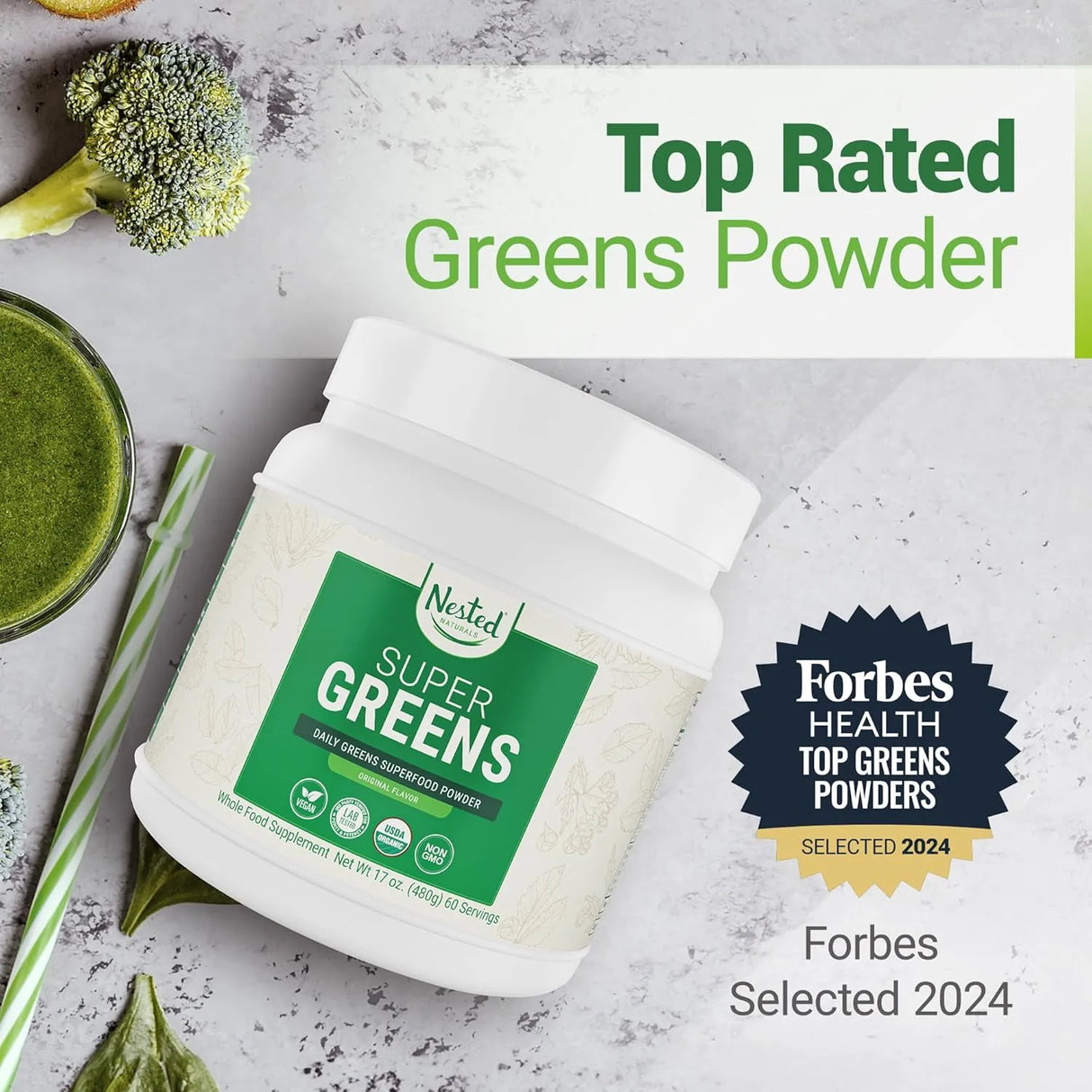 NESTED NATURALS - Nested Naturals Super Greens Daily Greens Superfood Powder 60 Servicios Original 480Gr. - The Red Vitamin MX - Suplementos Alimenticios - {{ shop.shopifyCountryName }}
