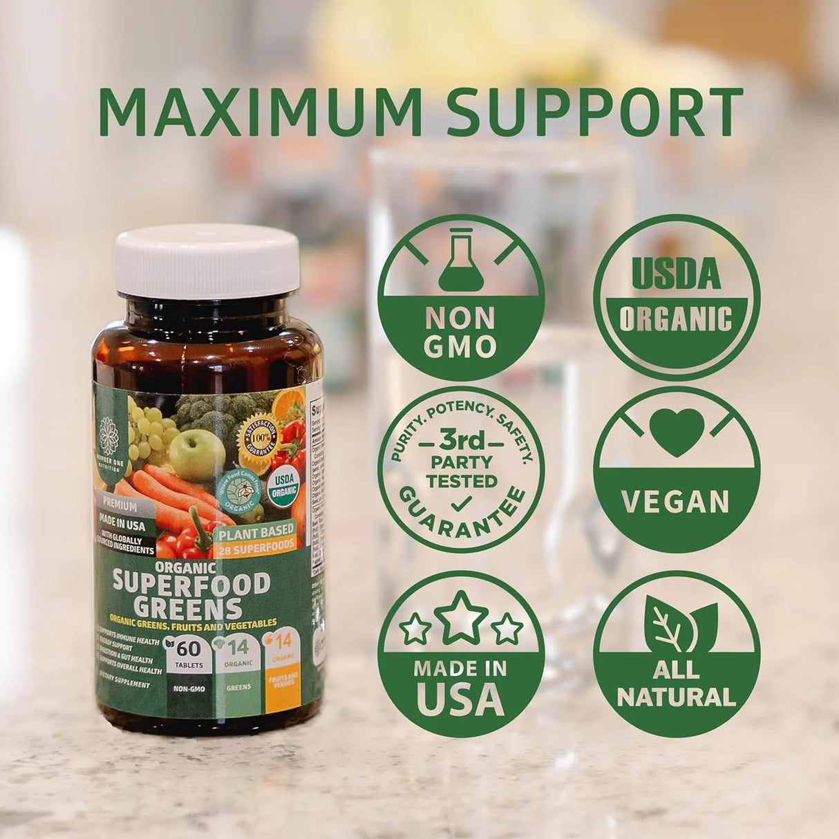 N1N - N1N Premium Organic Superfood Greens 60 Tabletas - The Red Vitamin MX - Suplementos Alimenticios - {{ shop.shopifyCountryName }}