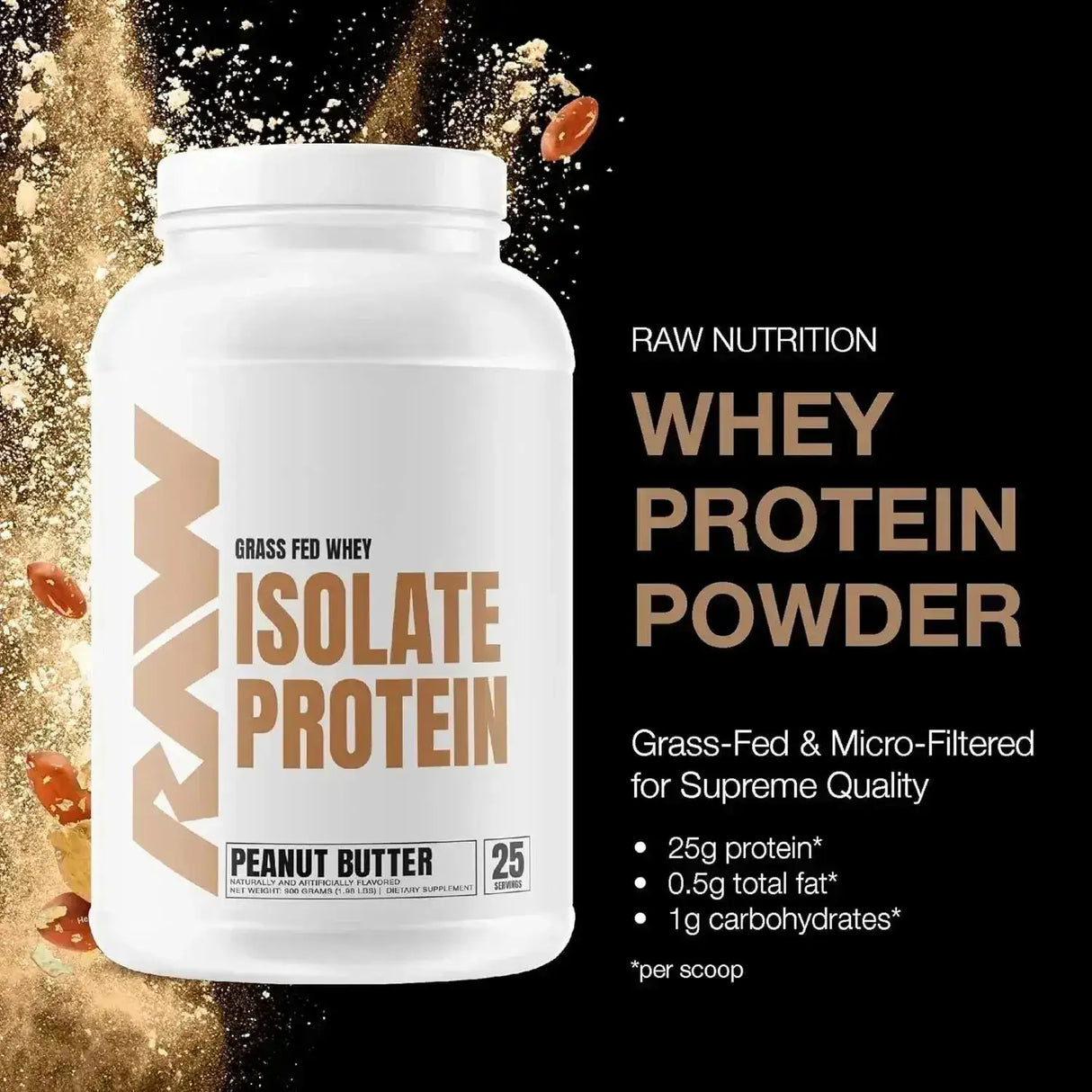 RAW - RAW Whey Isolate Protein Powder Peanut Butter 25 Servicios 900Gr. - The Red Vitamin MX - Suplementos Alimenticios - {{ shop.shopifyCountryName }}