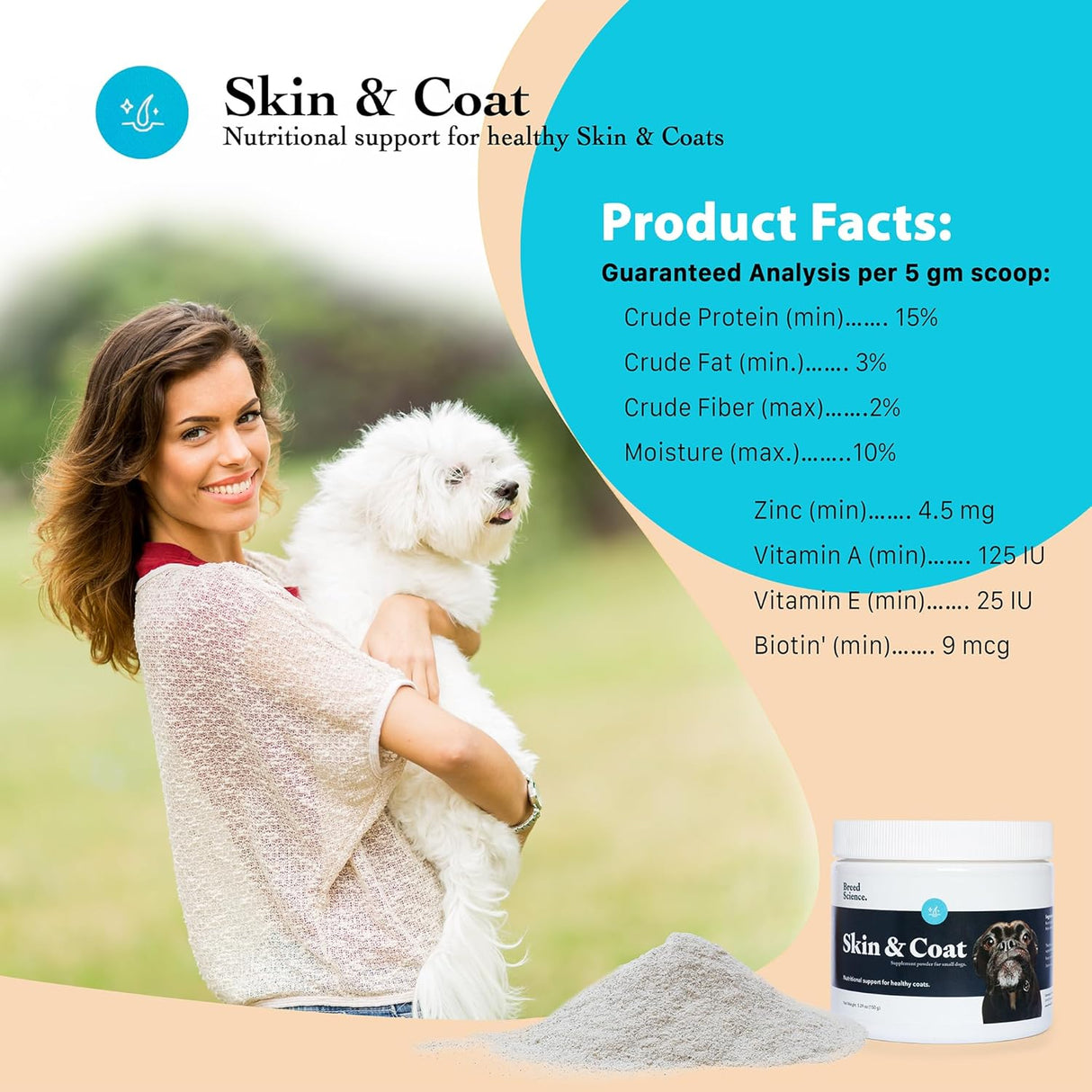 VitaBoost Skin and Coat Supplement Powder for Small Dogs 150Gr.