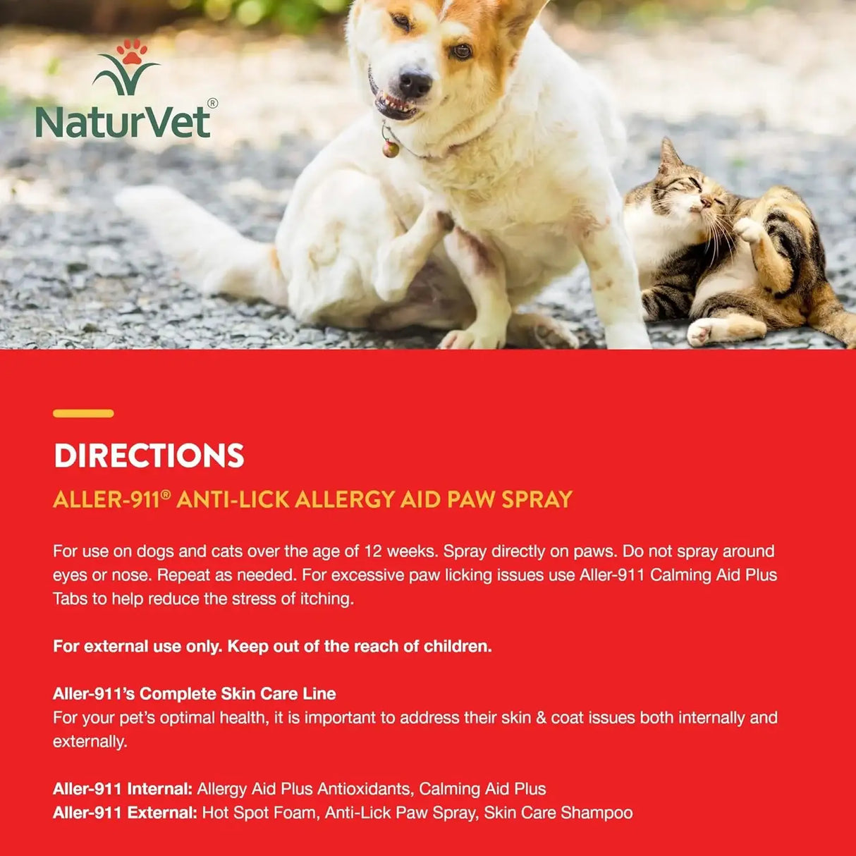 NATURVET - NaturVet Aller-911 Anti-Lick Paw Spray for Dogs & Cats 8 Fl.Oz. - The Red Vitamin MX - Remedios Para La Picazón De Perros - {{ shop.shopifyCountryName }}