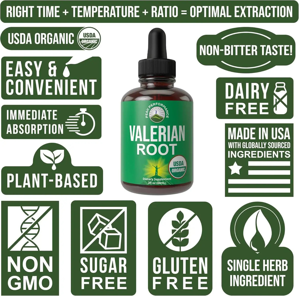 PEAK PERFORMANCE - Peak Performance USDA Organic Valerian Root Liquid Drops 2 Fl.Oz. - The Red Vitamin MX - Suplementos Alimenticios - {{ shop.shopifyCountryName }}