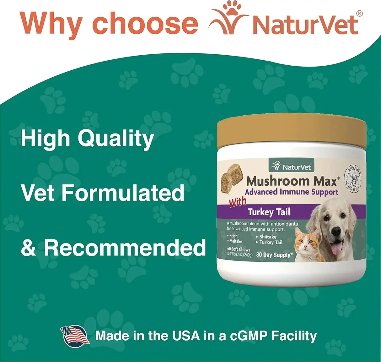 NATURVET - NaturVet Mushroom Max Advanced Immune Support Dog Supplement 60 Masticables - The Red Vitamin MX - Suplementos Herbales Para Perros - {{ shop.shopifyCountryName }}