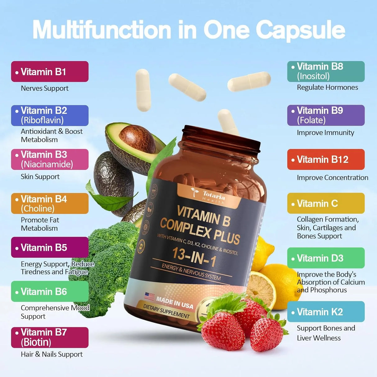 TOTARIA - Totaria 13-in-1 Vitamin B Complex Plus 120 Capsulas - The Red Vitamin MX - Suplementos Alimenticios - {{ shop.shopifyCountryName }}