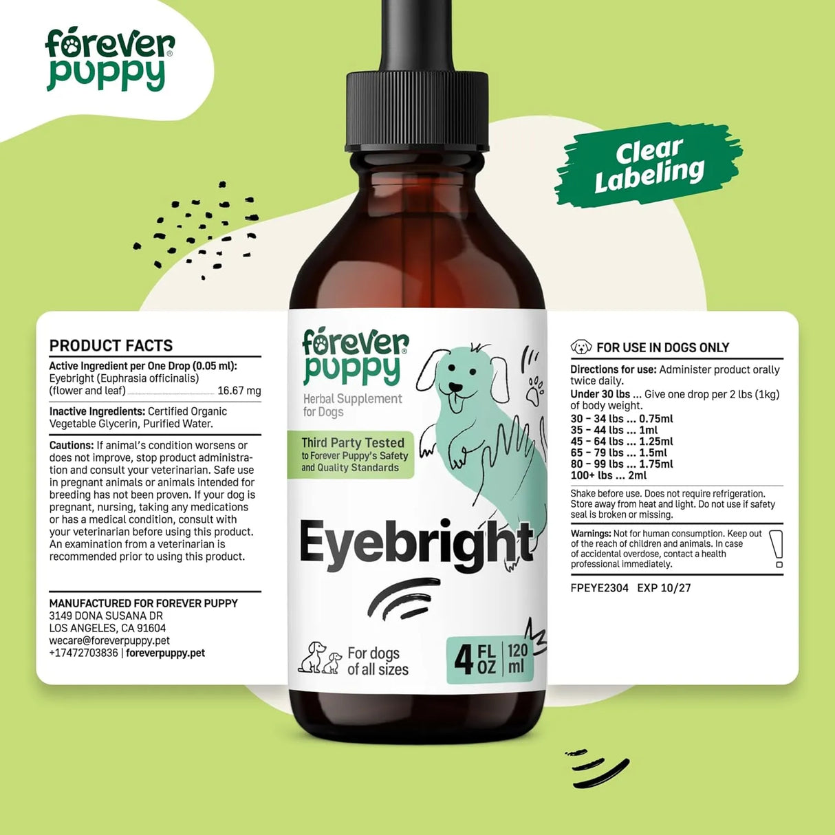 FOREVER PUPPY - Forever Puppy Eyebright Drops for Dogs 4 Fl.Oz. - The Red Vitamin MX - Cuidado De Los Ojos De Los Perros - {{ shop.shopifyCountryName }}