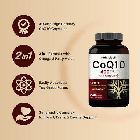 NATUREBELL - NatureBell CoQ10 400Mg. with Omega 3 240 Capsulas - The Red Vitamin MX - Suplementos Alimenticios - {{ shop.shopifyCountryName }}