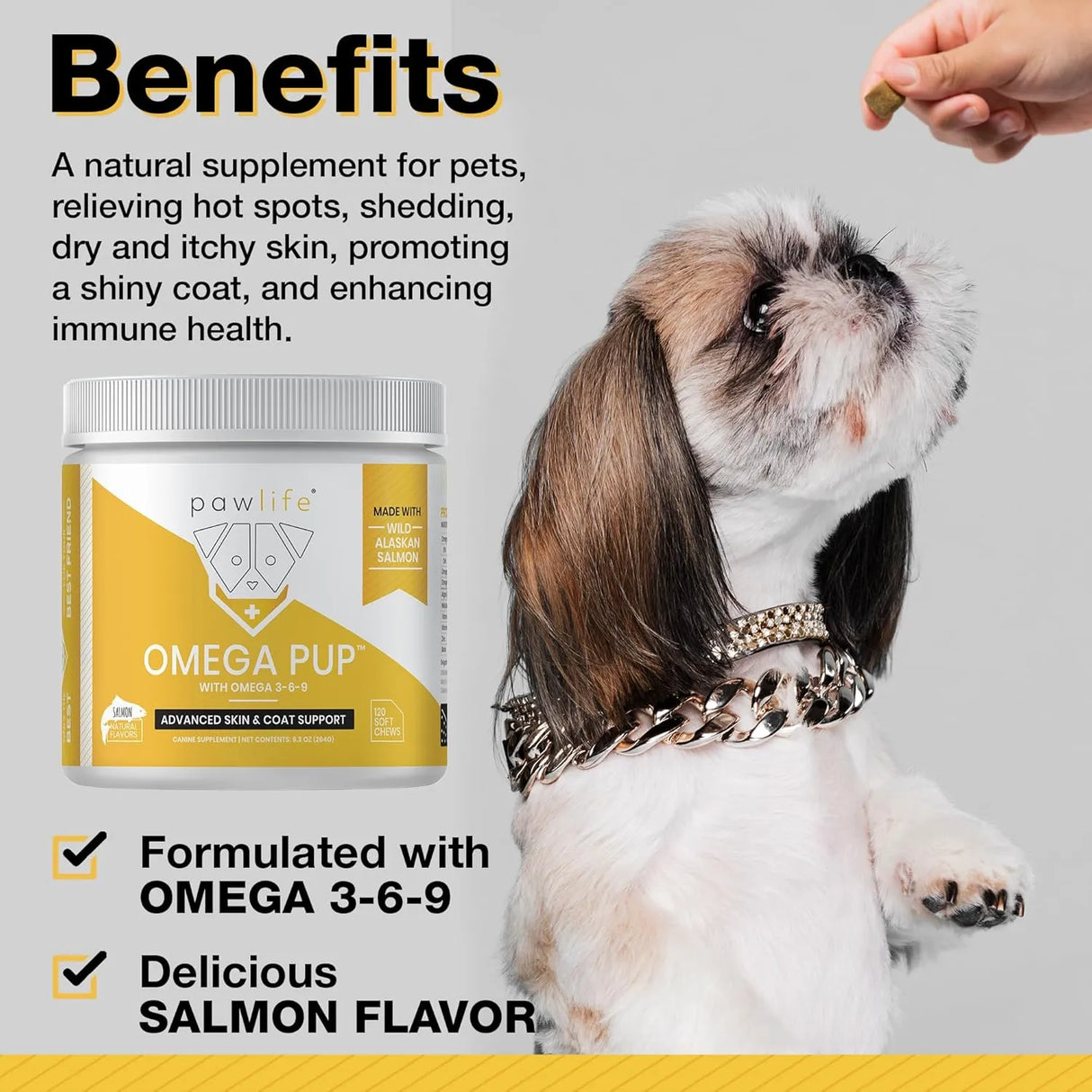 PAWLIFE - Pawlife Omega 3 Fish Oil Dog Vitamins Salmon Flavor 120 Masticables - The Red Vitamin MX - Aceite De Pescado Para Perros - {{ shop.shopifyCountryName }}