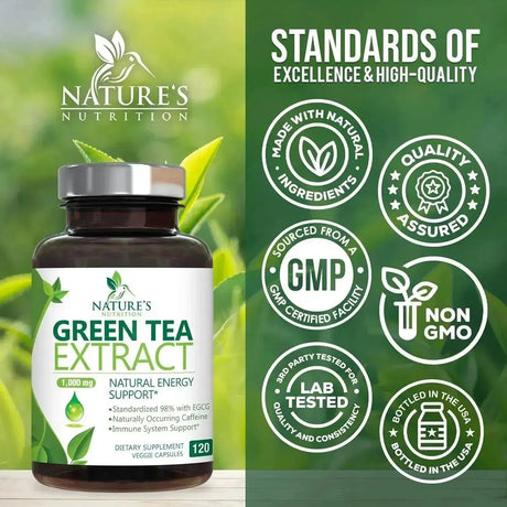 NATURE'S NUTRITION - Nature's Nutrition Green Tea Extract 1000Mg. 120 Capsulas - The Red Vitamin MX - Suplementos Alimenticios - {{ shop.shopifyCountryName }}