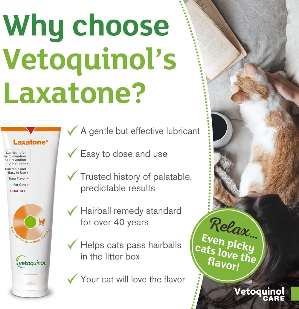 Vetoquinol Laxatone: Oral Hairball Lubricant Gel for Cats 4.25 Oz. 2 Pack