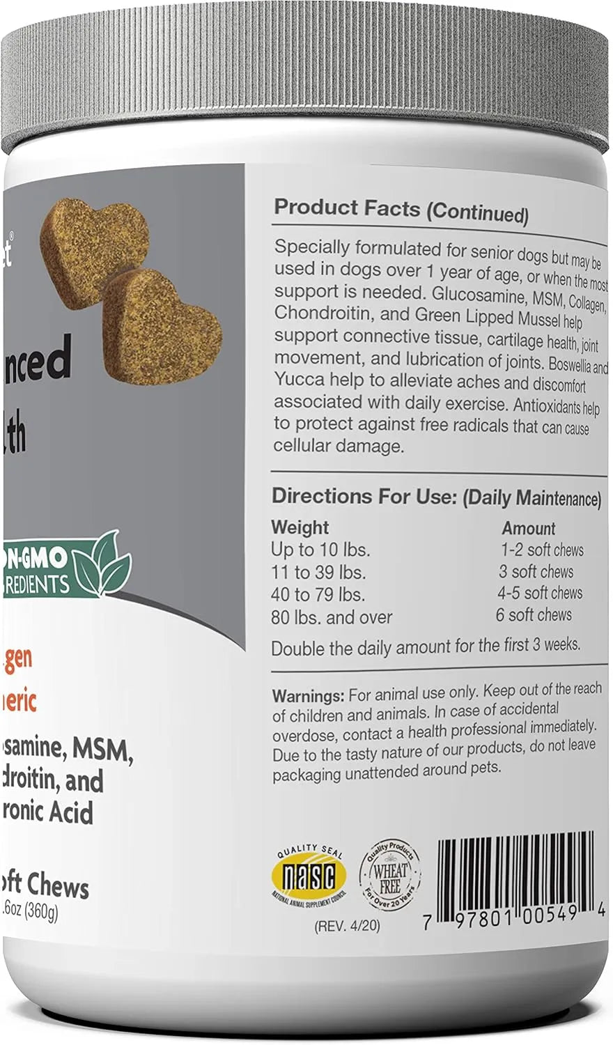NATURVET - NaturVet Senior Advanced Joint Health Dog 120 Masticables - The Red Vitamin MX - Cuidado De Cadera Y Articulaciones Para Perros - {{ shop.shopifyCountryName }}