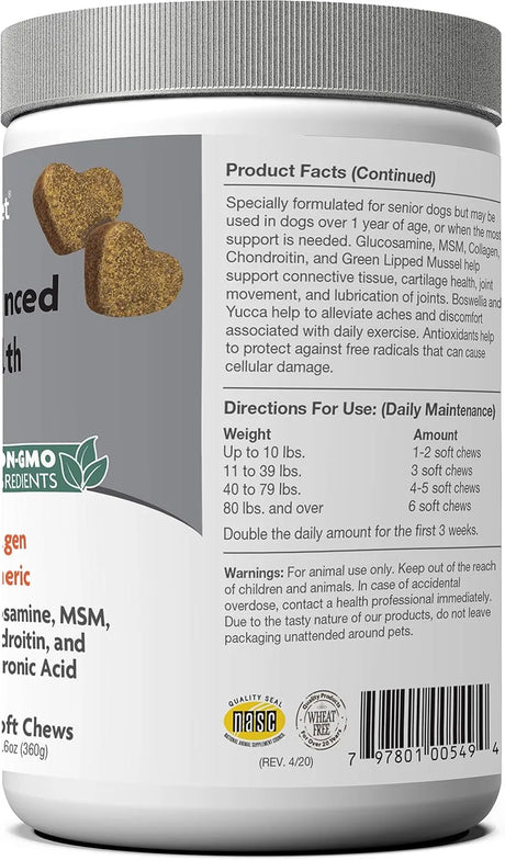 NATURVET - NaturVet Senior Advanced Joint Health Dog 120 Masticables - The Red Vitamin MX - Cuidado De Cadera Y Articulaciones Para Perros - {{ shop.shopifyCountryName }}