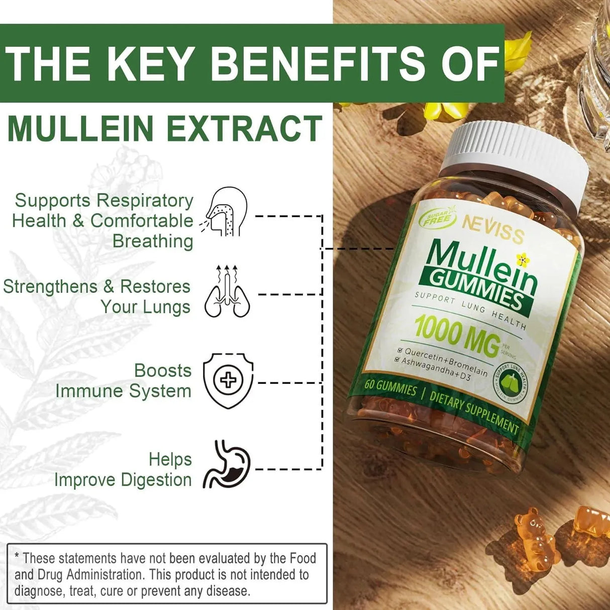 NEVISS - NEVISS Mullein Leaf Extract for Lungs 60 Gomitas - The Red Vitamin MX - Suplementos Alimenticios - {{ shop.shopifyCountryName }}