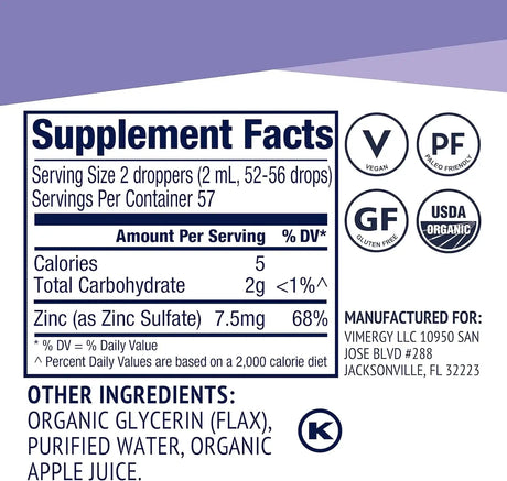 VIMERGY - Vimergy Organic Zinc 57 Servicios 115Ml. - The Red Vitamin MX - Suplementos Alimenticios - {{ shop.shopifyCountryName }}