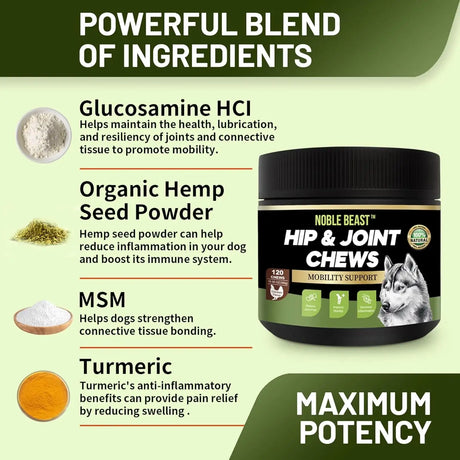 NOBLE BEAST - Noble Beast Dog Joint Supplement Chicken Flavor 120 Masticables - The Red Vitamin MX - Cuidado De Cadera Y Articulaciones Para Perros - {{ shop.shopifyCountryName }}