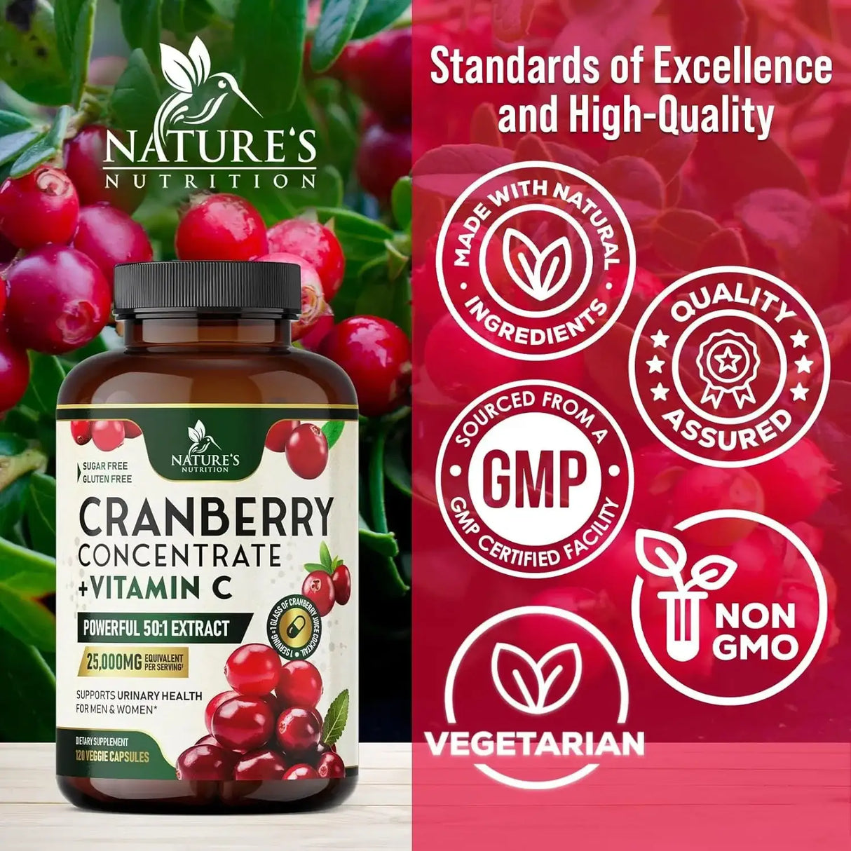 NATURE'S NUTRITION - Nature's Nutrition Cranberry + Vitamin C 120 Capsulas - The Red Vitamin MX - Suplementos Alimenticios - {{ shop.shopifyCountryName }}