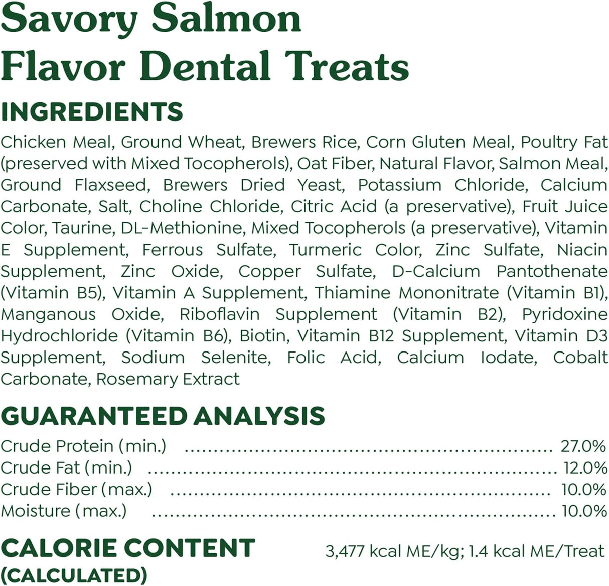 Greenies Feline Adult Dental Cat Treats Savory Salmon Flavor 595Gr.