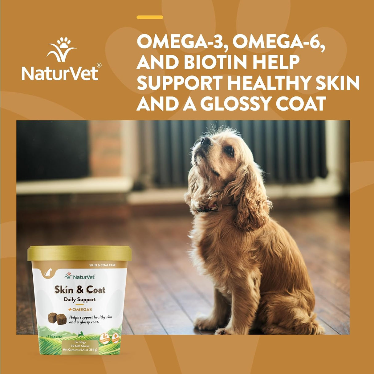 NaturVet Skin and Coat Plus Omegas 70 Masticables