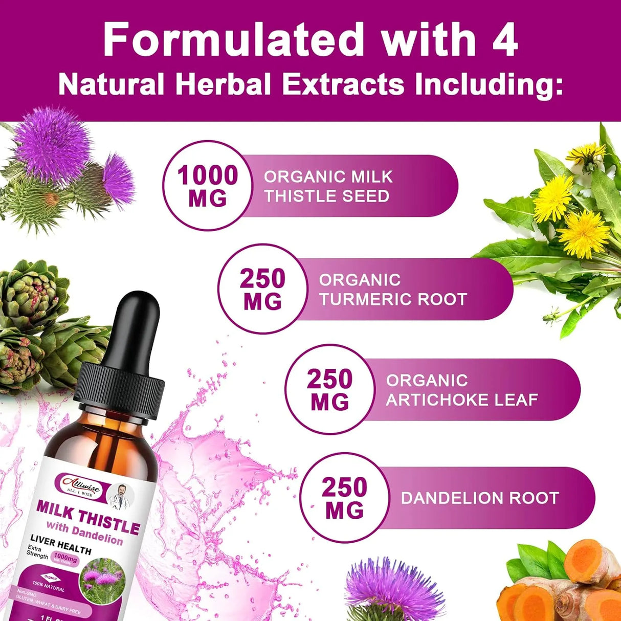 ALLIWISE - Alliwise Milk Thistle Extract Liver Health 1 Fl.Oz. 2 Pack - The Red Vitamin MX - Suplementos Alimenticios - {{ shop.shopifyCountryName }}