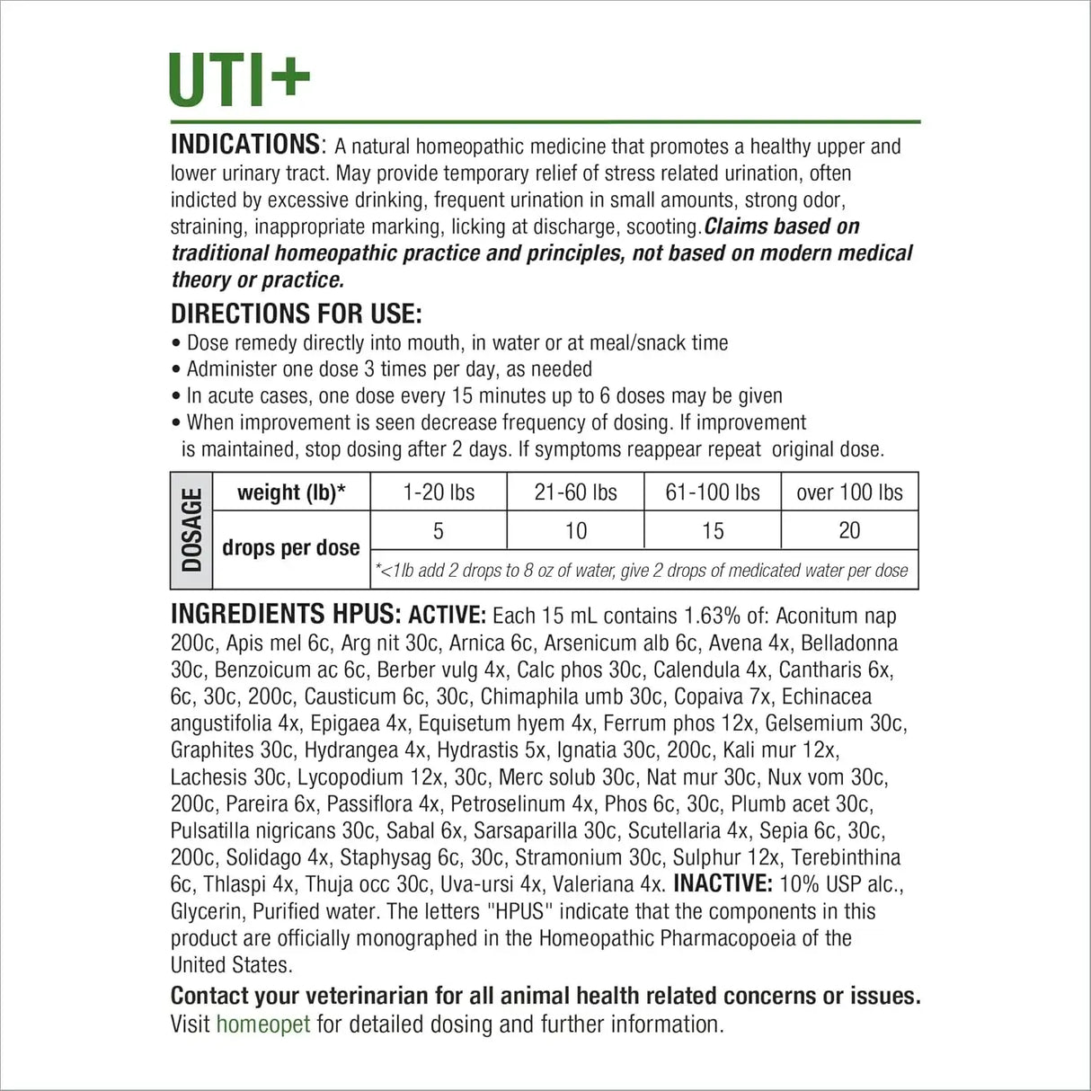 HOMEOPET - HomeoPet UTI Plus Urinary-Tract Relief 15Ml. - The Red Vitamin MX - Salud De Tracto Urinario Para Perros - {{ shop.shopifyCountryName }}