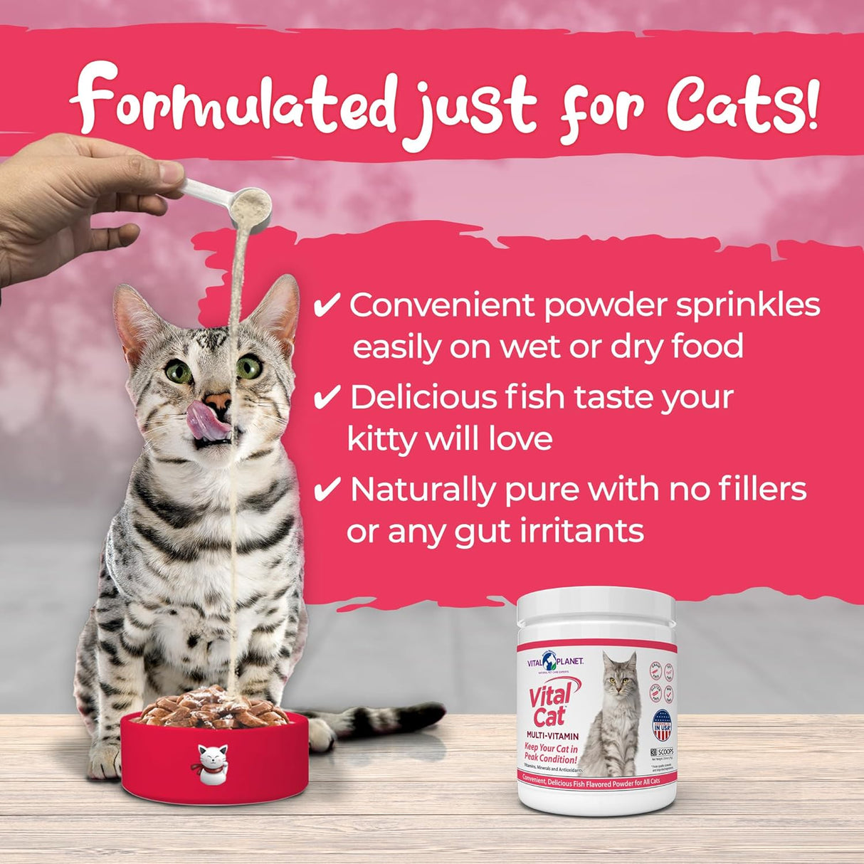 Vital Planet Vital Cat Multi Vitamin Mineral and Antioxidant Powder for Cats 30 Servicios 75Gr.