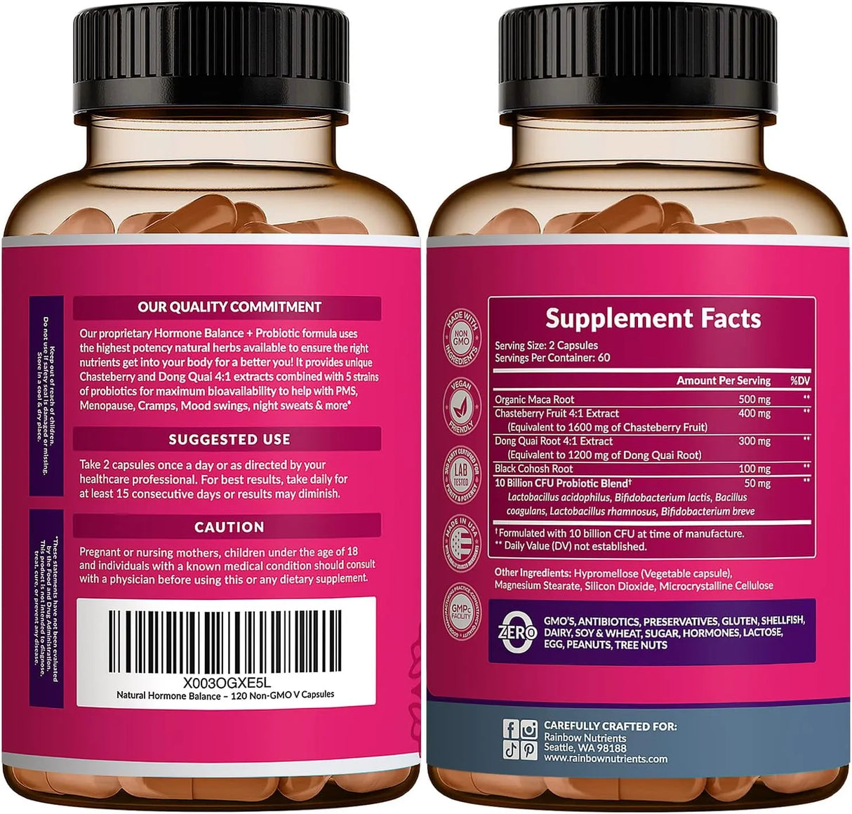 RAINBOW NUTRIENTS - Rainbow Nutrients Hormone Balance + Probiotics for Women 120 Capsulas - The Red Vitamin MX - Suplementos Alimenticios - {{ shop.shopifyCountryName }}