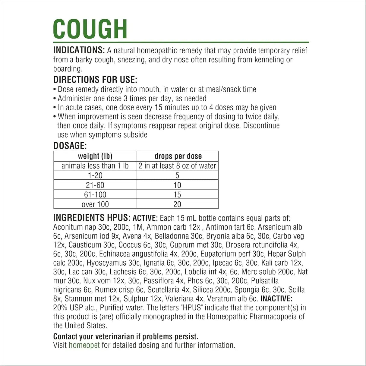 HOMEOPET - HomeoPet Cough Safe and Natural Cough Supplement for Dogs 15Ml. - The Red Vitamin MX - Medicamentos Sin Receta Para Perros - {{ shop.shopifyCountryName }}