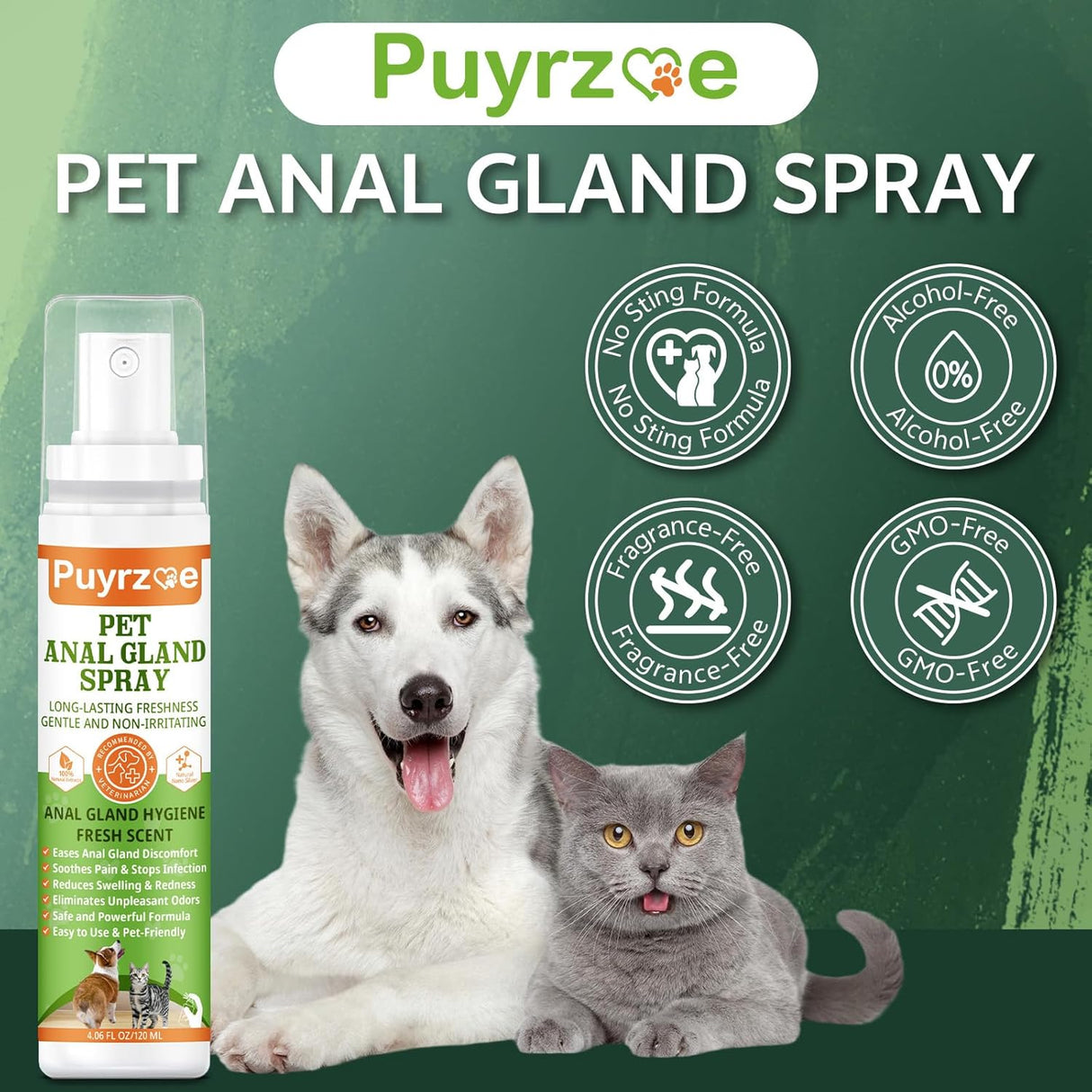 Puyrzoe Dog Anal Gland Spray for All Pets 4.06 Fl.Oz.